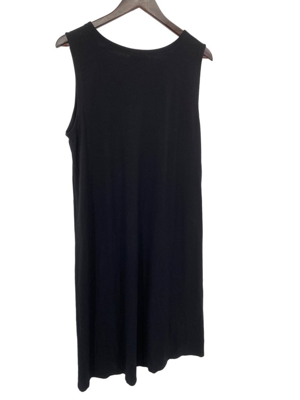 EILEEN FISHER SLEEVELESS STRETCHY MIDI LARGE BLACK DRESS